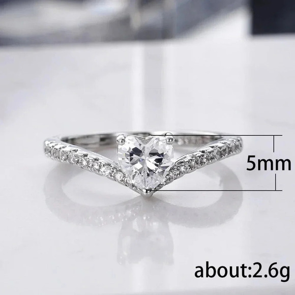 💞Sweet Pure CZ Cubic Twisted Lovely Diamonds Heart Rings for Women,MARR9071 - Picture 3 of 3
